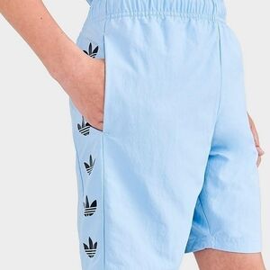 Adidas Blue Repeat Trefoil Graphic Logo Swim Shorts